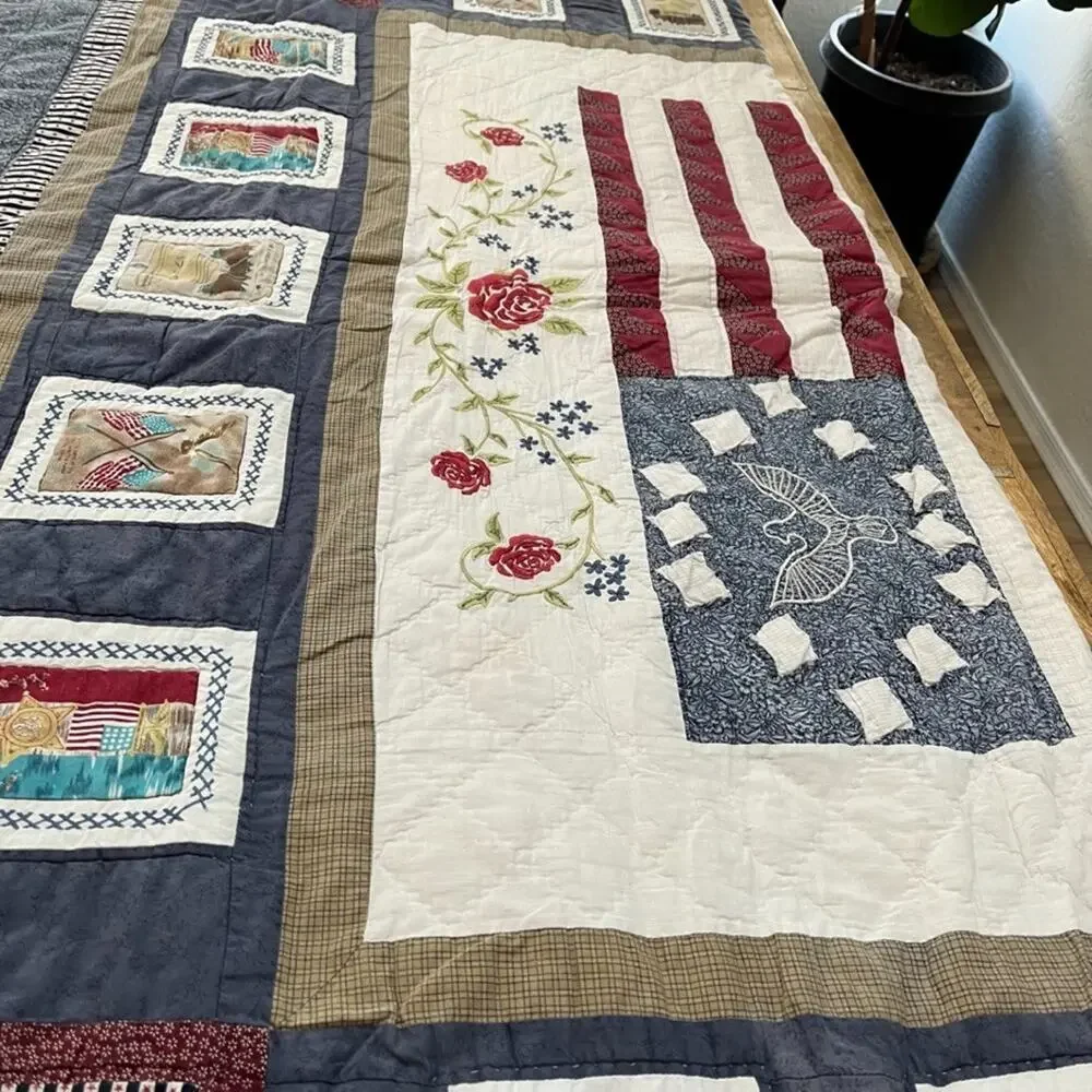 Vintage JCPenney's Home Collection Quilt Freedom Flag Patriotic 84